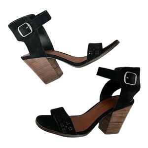 Lucky Brand black leather heels with ankle strap